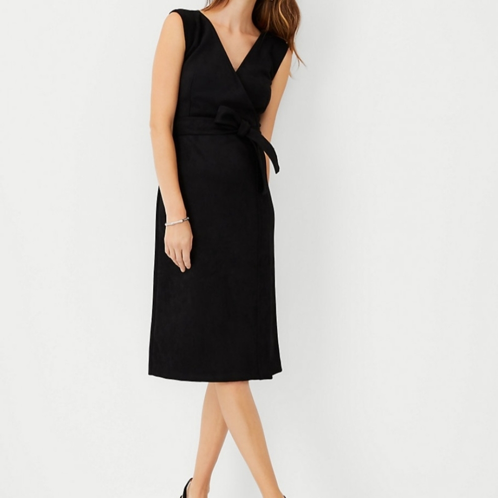🔥🔥Petite Faux Suede Wrap Midi Dress